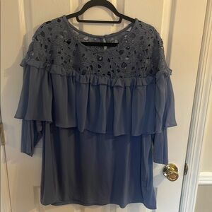 Lane Bryant Blue Embellished 3/4 Sleeve Tunic